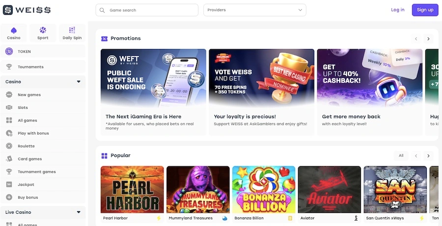 Weiss Casino Homepage